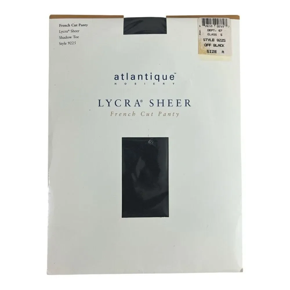 Atlantique Hosiery Off Black French Cut Panty Size A Lycra Sheer Shadow Toe 9225